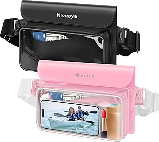 Niveaya IP68 Waterproof Fanny Pack - 2 Pack, Dry Bag Pouch, Phone Waterproof Waist Pouch Dry Bag, Beach, Kayaking, Swimmin...