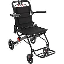 Foldable Transport Wheelchair, Portable Travel Wheelchair with Handbrake