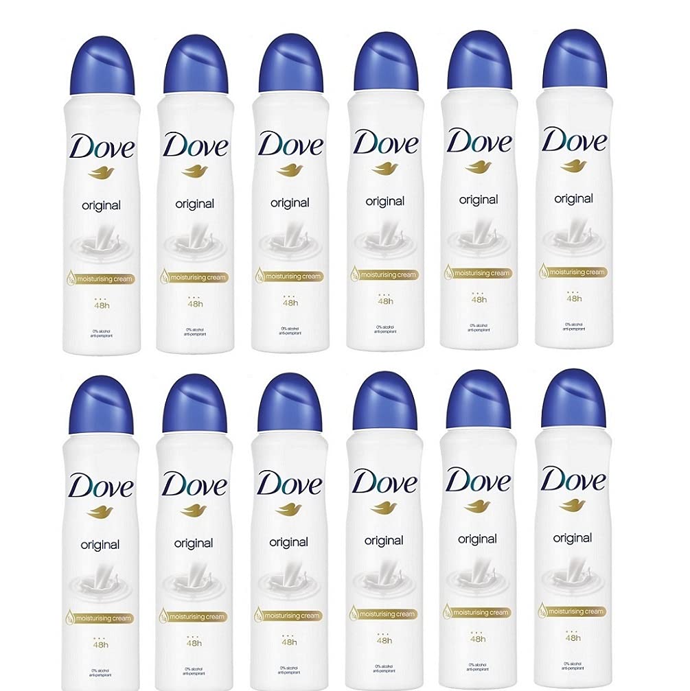 Dove - Desodorante en aerosol original, 0% alcohol, 48 h, antitranspirante, 12 unidades