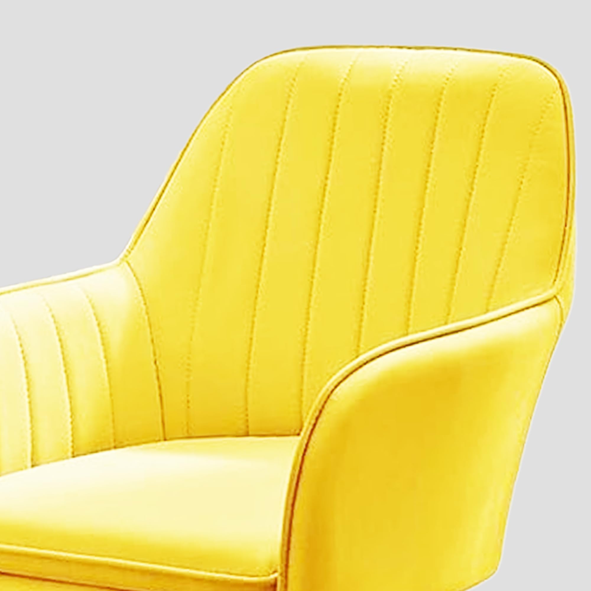 Toxigo Modern Upholstered Accent Chair with Soft Padded Seat & Backrest, Sturdy Metal Legs for Kitchen & Dining Room, Velvet Dining Chair with Cushioned Seat & Ergonomic Back (Yellow) 3