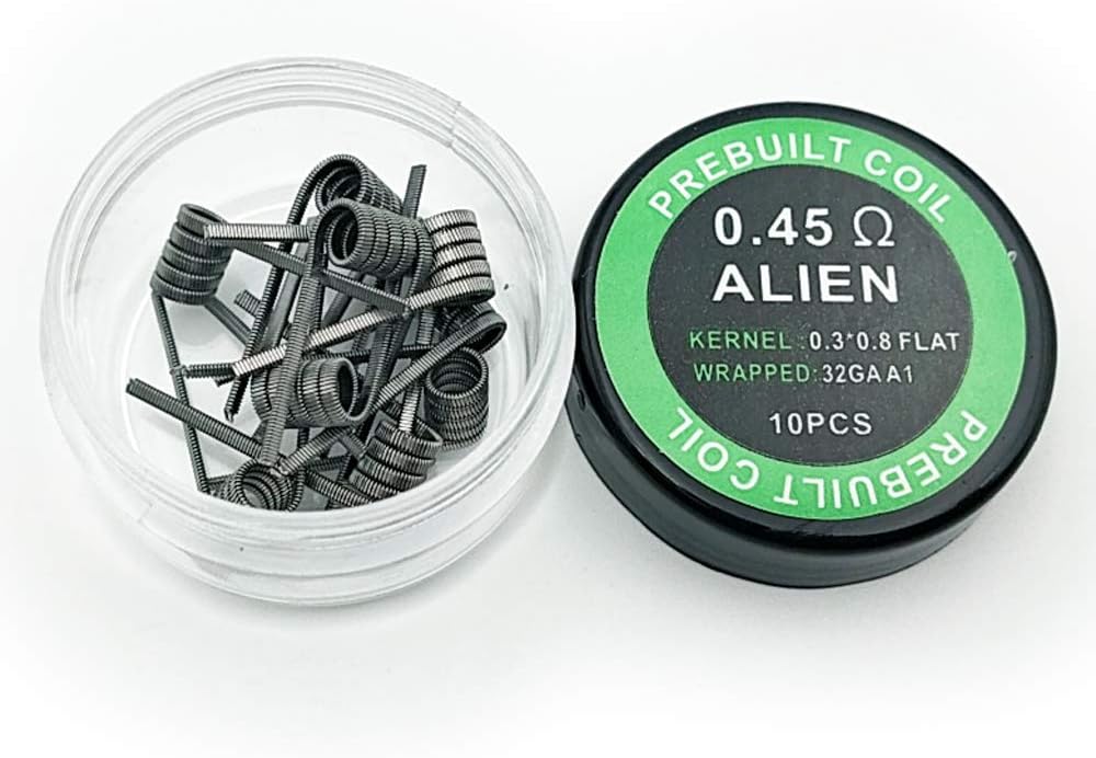 Myuanc 10pcs Premade Coils Alien Fused Clapton Wire Coil for RDA Vape (Alien Coils (0.45oHm))