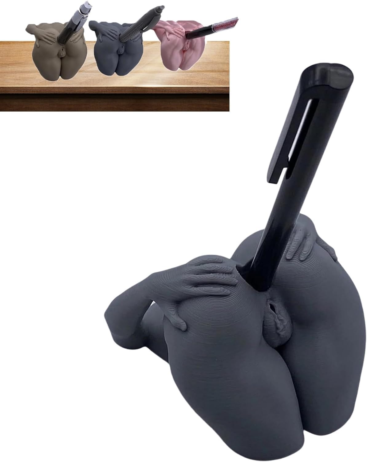 Anal pen holder | Sexy ass penholder, 3D Funny Gag Pencil or Pen Holder, Novelty Ass Pen Holder Office Desk Accessories Decorations, White Elephant Gift for Friends Coworkers(Grey)