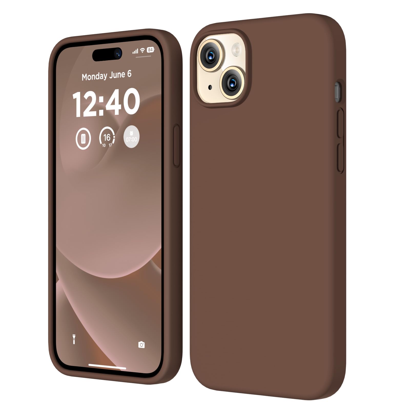 Silikonhülle für iPhone 15 Plus, stoßfest, Rundumschutz, weiches kratzfestes Mikrofaserfutter, ultradünne schlanke Schutzhülle für iPhone 15 Plus 6,7 Zoll, Schokoladenbraun