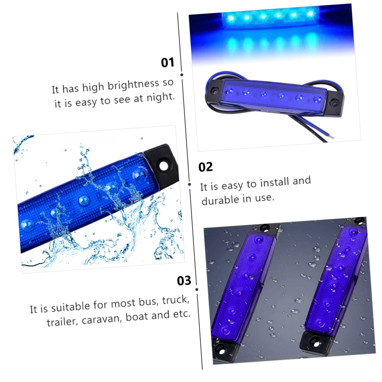 YARNOW 3 Set Di Per Barche Marine in Abs A Risparmio Energetico 2 Fili A Led A Bassa Temperatura Per La Navigazione in Barca 6 Pezzi * 3