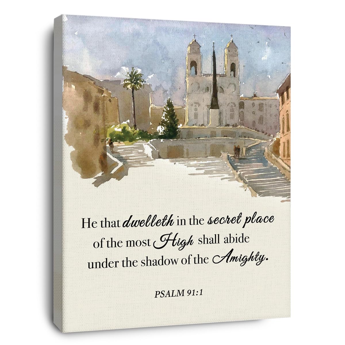 OTINGQD Christian Bible Scripture PSALM 91:1 He Who Dwells in the Secret Place Canvas Wall Art Prints Decoration for Home Bedroom Living Room Church,Christians Gifts,11x14 Inch