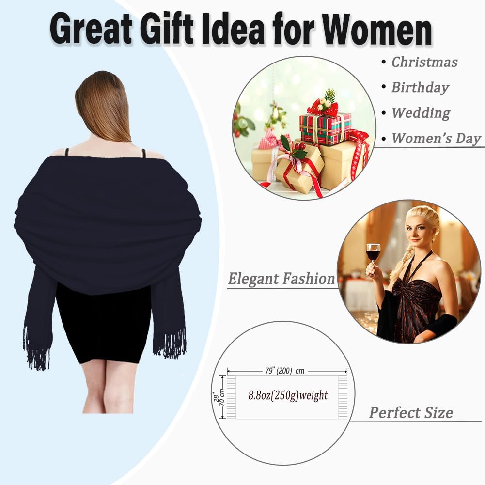 Womens Scarf Pashmina Shawls and Wraps for Evening Dress Wedding Bridesmaid Gift - Image 4