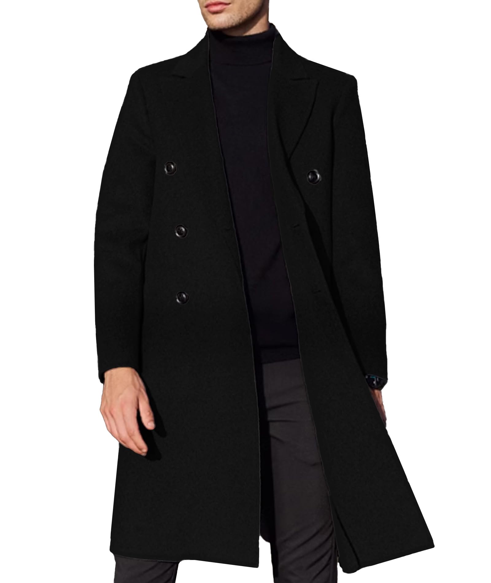 SOMTHRON Men's Casual Trench Coat Slim Fit Double Breasted Notched