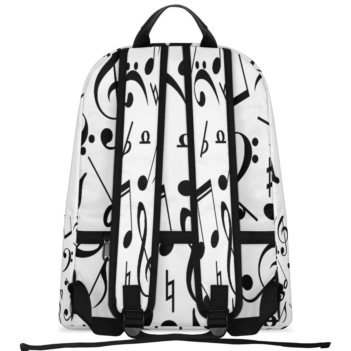TropicalLife Rucksack mit Musiknoten für Herren, Damen, Kinder, Mädchen, Jungen, schwarzer Noten-Rucksack, großes Fassungsvermögen, 23,5 l, Rucksack, Schule, Büchertasche, Reisen, lässig,