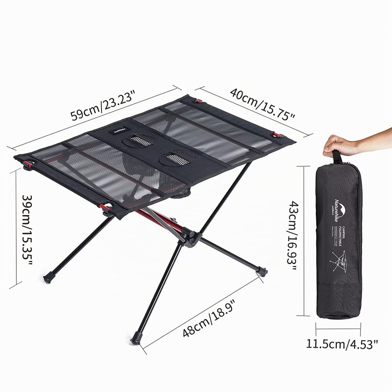 Naturehike Table Pliante Rectangulaire Ultralégère Oxford Table de Pique-Nique Camping Table Pliable Cuisine Table Portable Randonnée Camping en Plein Air (Noir)