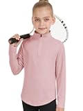 Girls Fashion Shirts Long Sleeve 1/4 Zip Pullover Trendy Tshirt Kids Cute Fall Athletic Workout Tops Basic Tees 5-14 Years