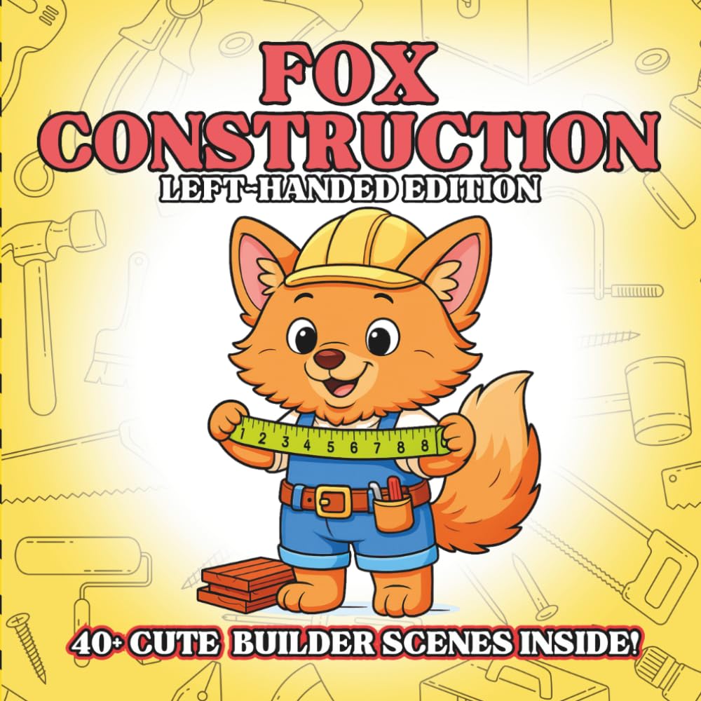 Fox Construction Left-Handed Edition: Cute Construction Animal Coloring Book for Kids – Fluffy Fox Builders, Tiny Tools, Easy Outlines, Creative ... Animals Coloring Book for Kids Ages 3–8)