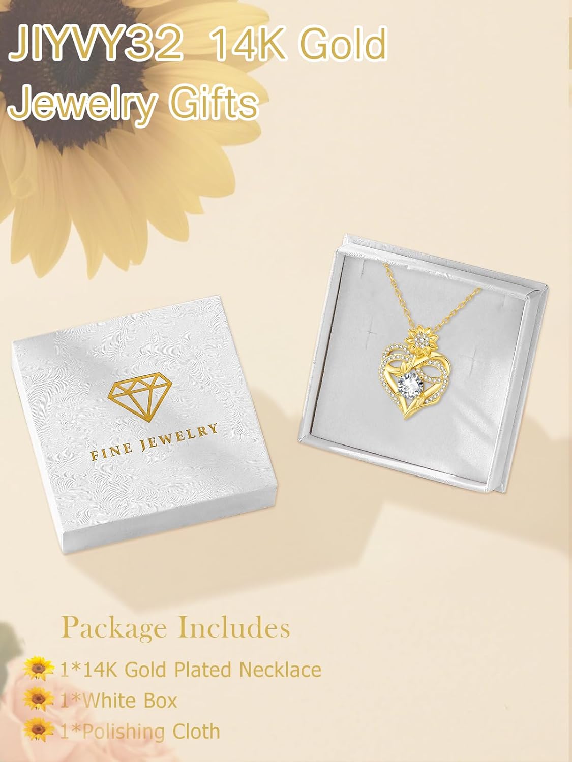 14K Gold Sunflower Birthstone Necklace for Women Infinity Love Heart Necklace Christmas Valentines Mothers Day Anniversary Birthday Gifts for Her Mom Wife Girlfriend Daughter - Image 6