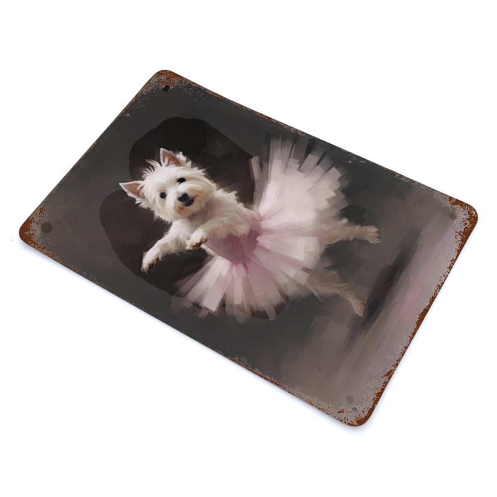 Westie Dog Ballerina Retro Metal Sign 11.8"x7.9", Vintage Wall Decor for Garage, Pub Or Kitchen