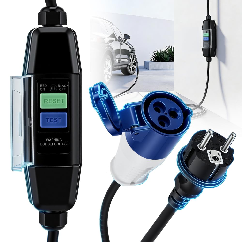 Adapterkabel 150cm Schuko auf CEE mit Integriertem FI-Schutzschalter (EU)