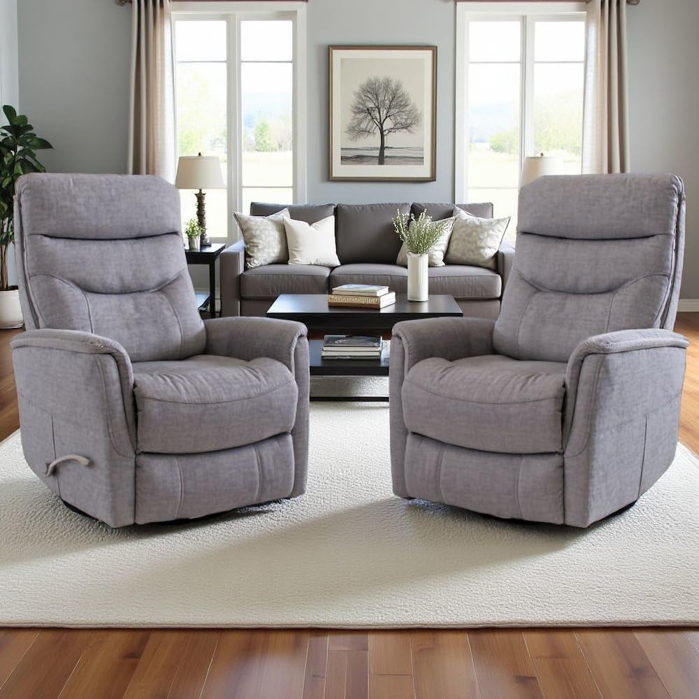 Starlight Canyon Home Capri Silver Recliner Nursery Glider Set of 2 – Luxurious Boucle Chair Pair with Swivel Motion for Ultimate Comfort