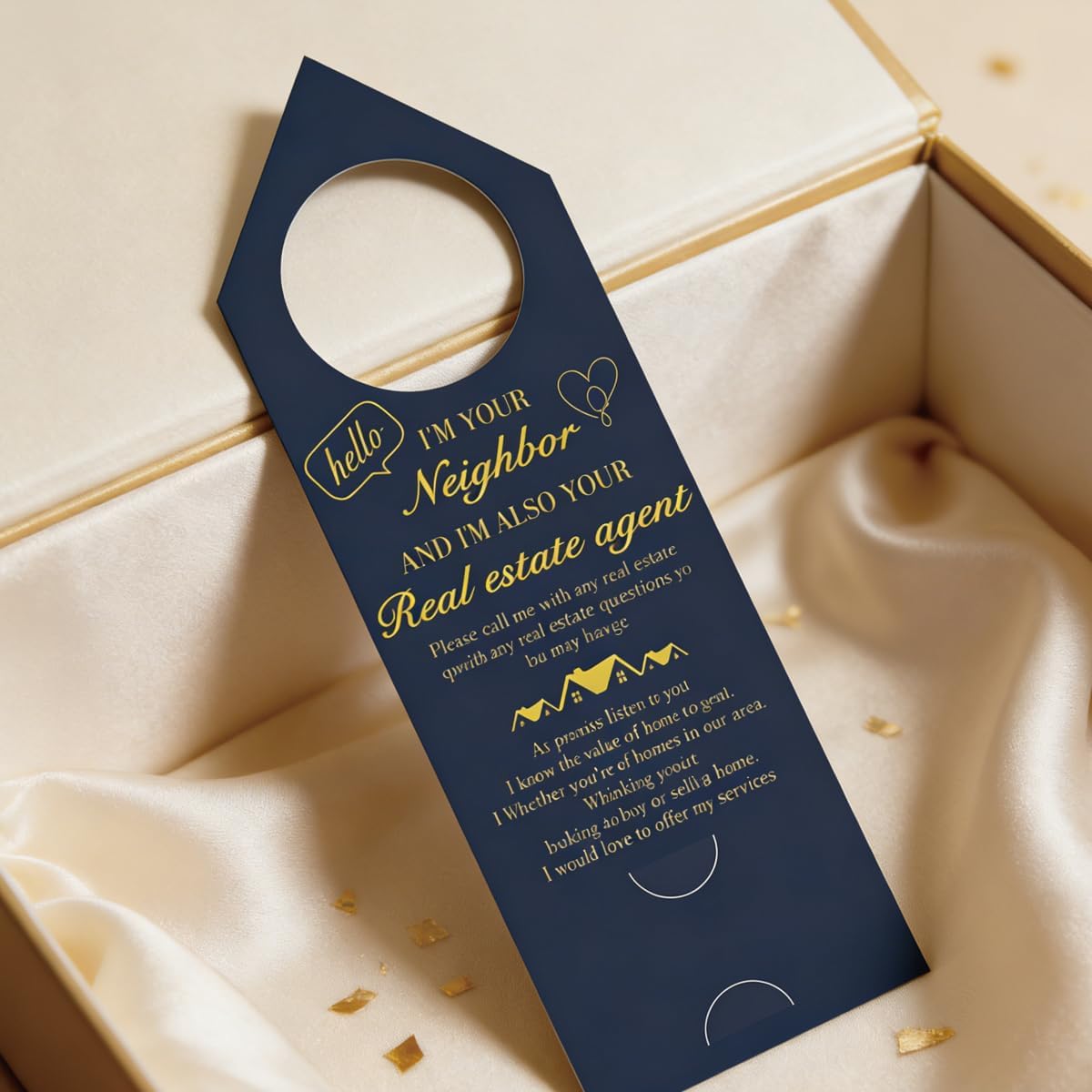 100 Pcs Open House Door Hangers Card Real Estate Open House Signs Water Bottle Hang Promotional Items Tags for Open House Real Estate Agent Client Gifts (Gold)