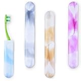 4 Pack Elite Travel Toothbrush Case with Drainage Holes–Portable, Breathable Plastic Toothbrush Holder Travel Covers–Ideal for Camping, Trips & Daily Use Cute Tooth brush Cover Container– Multi Colors