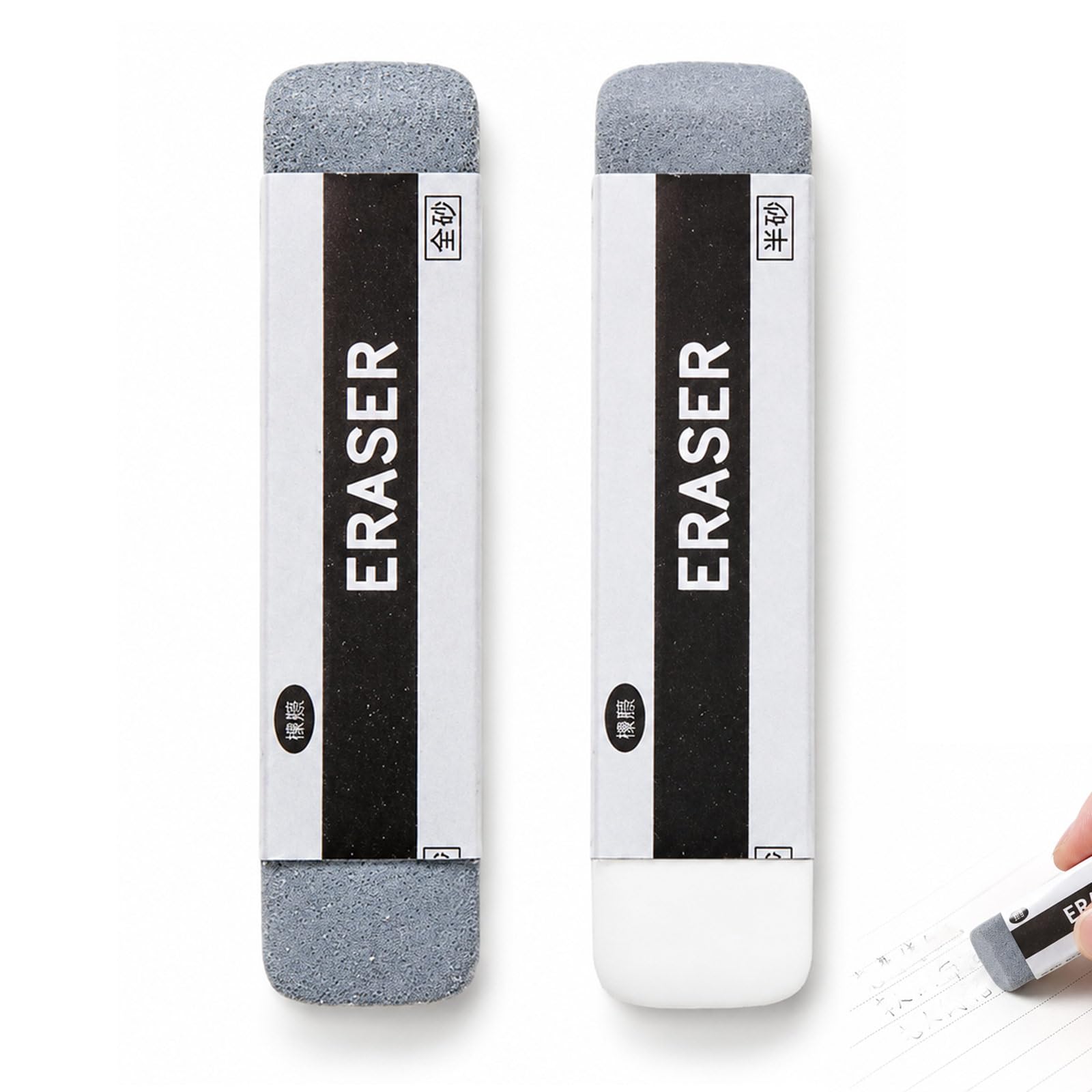 ZenithQuest Dual Head Ink & Pencil Erasers, 2 Pack Natural Sand Rubber
