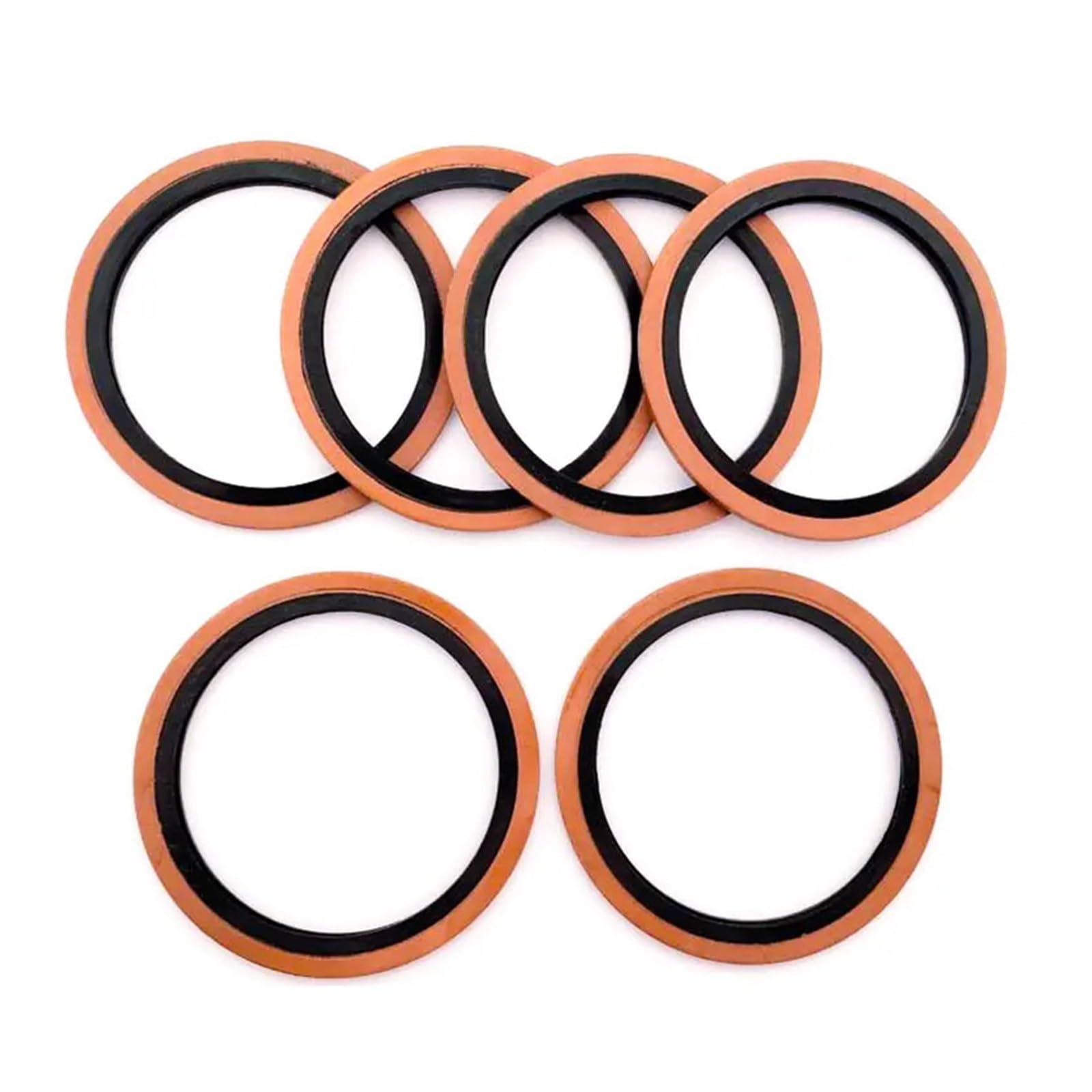 Latón arandela plana, 1 Uds M6/M8/M10/M12/M14/M16~60mm junta de sellado de almohadilla de tubo de aceite de caucho hidráulico de alta presión NBR surtido de arandelas unidas de cobre y Metal(M6)