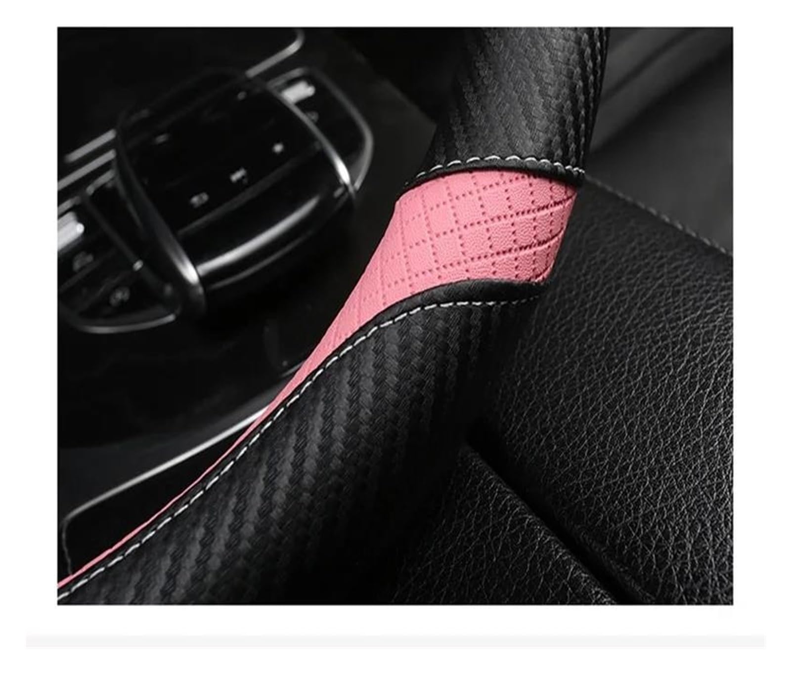 Volantes Protector para Volante Coche, Fibra Carbono, Cuero, Forma D, 38cm, para Citroen DS3 DS4 DS5 DS5 DS 5LS DS6 DS7 DS9 Funda Volante(Azul)