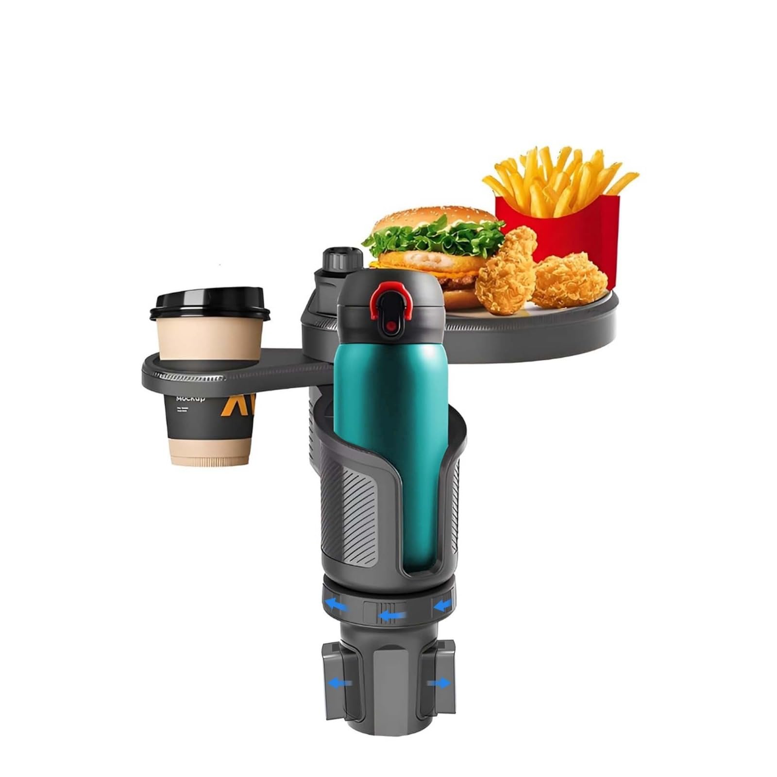 TANTRA Premium Car Cup Holder with Food Tray – 2-in-1 Car Snack & Drink Organizer, Adjustable Swivel Arm, Universal Fit, Detachable Tray for Front Seat Travel,Car Interior Accessories-image-24
