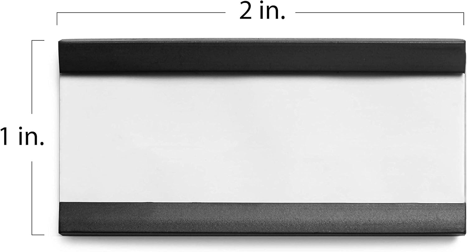 Minomag Magnetic Label Holders 1x2 Inches 25 Count C Channel Data Card Holders for Metal Shelves Filing Cabinet Toolbox