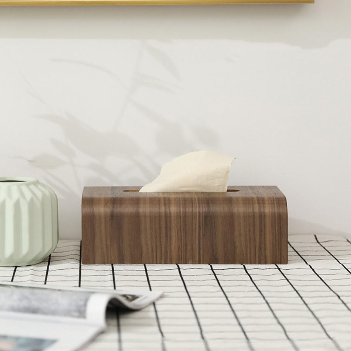 BESTOYARD Boîte à Mouchoirs Maison ou L'hôtel Design Rectangulaire Simple et Élament en Bois Marron Couvercle Amovible