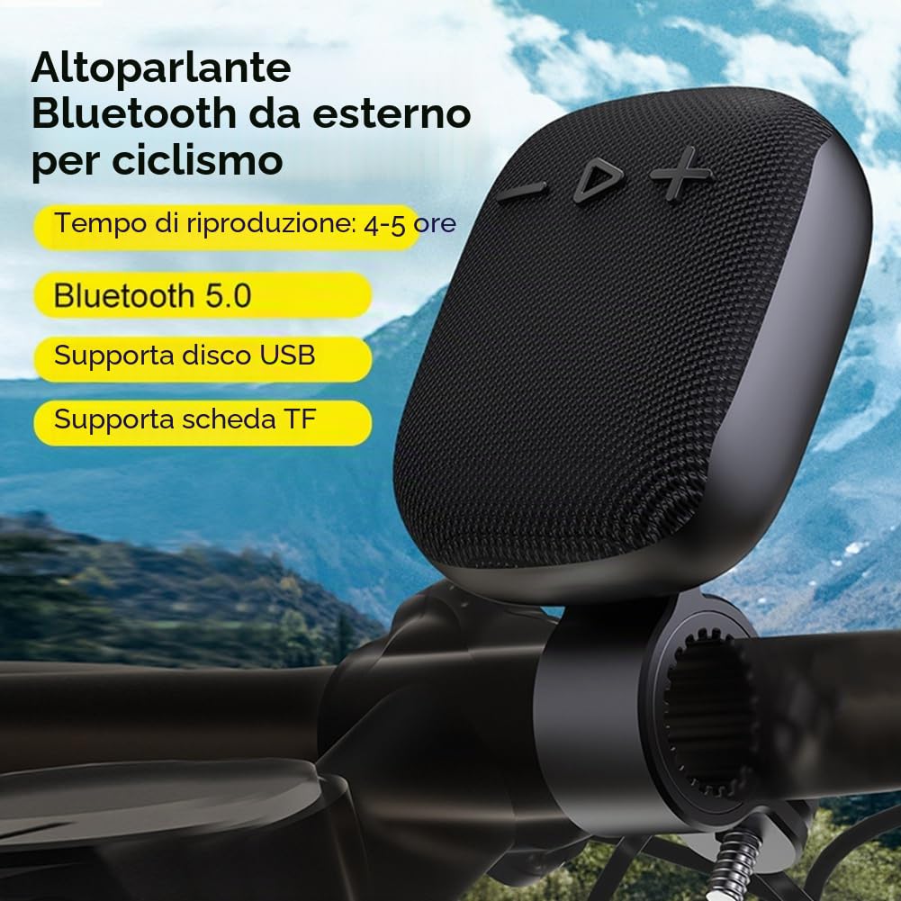 Altoparlante per bicicletta senza fili Bluetooth - Subwoofer per manubrio della bicicletta - nero - facile da installare e utilizzare