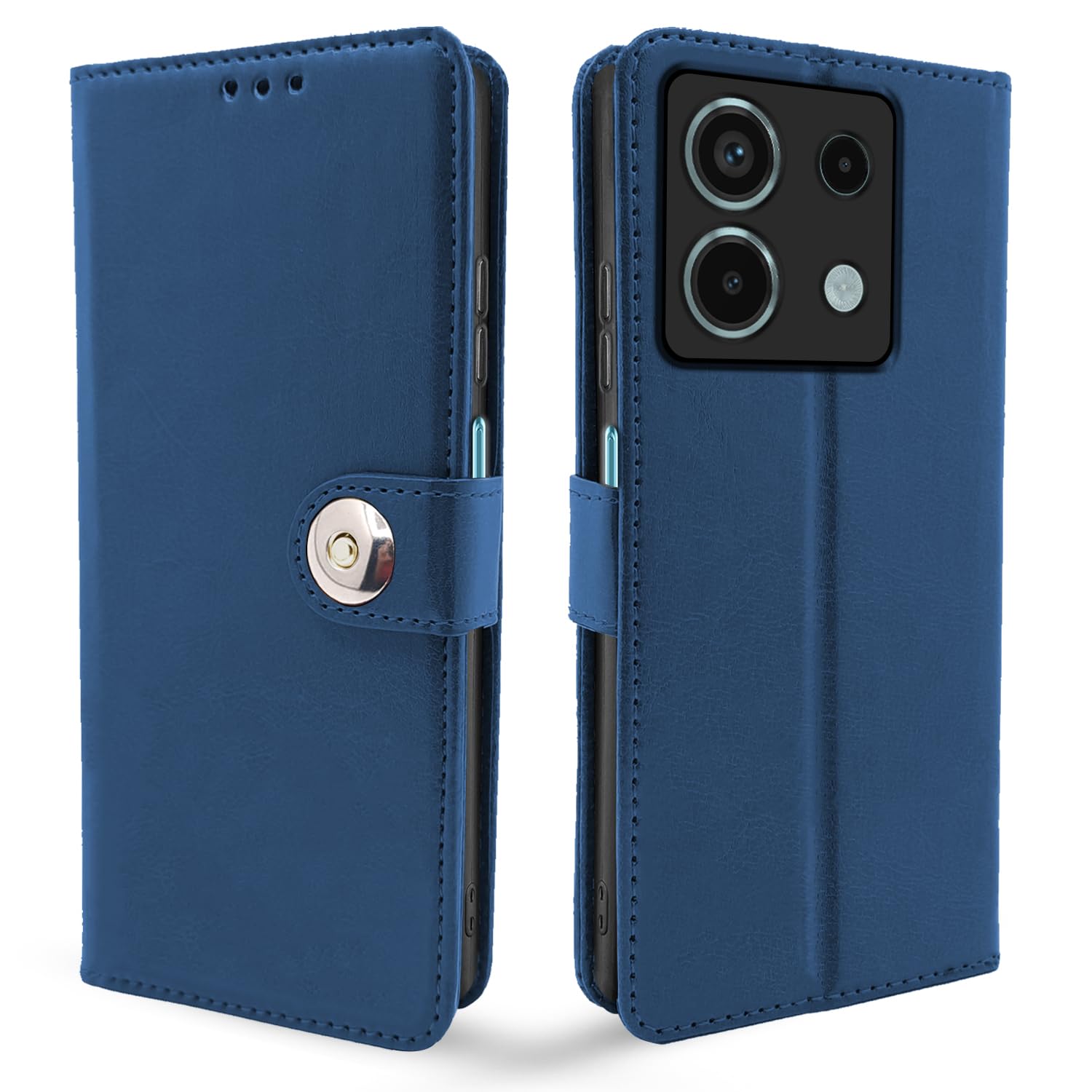 Pikkme Redmi Note 13 5G Flip Cover Leather Finish | Inside TPU with Card Pockets | Wallet Stand and Shock Proof | Complete Protection Button Flip Case (Blue) (B0CLBDY66K) Amazon Price History, Amazon Price Tracker