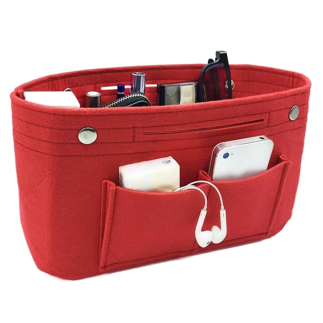 NJIEzhao Felt Handbag Insert Women's Organizer Handbag Felt Travel Bag Insert Liner Purse Organiser Pouch(Red-M)