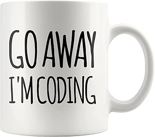 Go Away I\'m Coding Coder Gifts Computer Programming Programmer Student Graduation Birthday Valentines Christmas Drinkware Novelty Coffee Ceramic Mug White 11 oz White