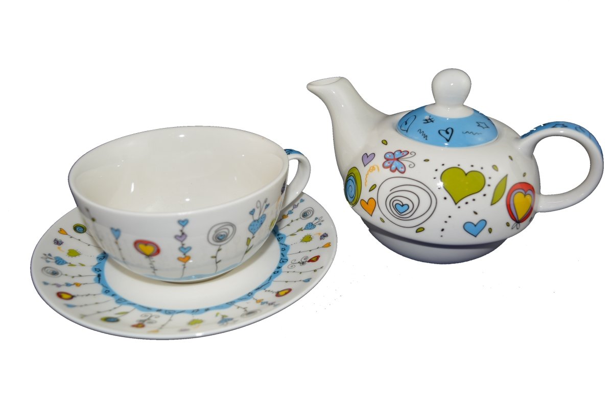 G. Wurm Tea For One – Set Teiera In Porcellana Con Tazza E Piattino, In Confezione Regalo – Perfetto Per Un Tè In Solitudine