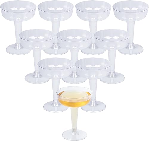 ISKYBOB Juego de 18 vasos de plástico Coupé, copas de champán desechables, copas de cóctel de 4.1 fl oz 4 onzas, torre de champán transparente a