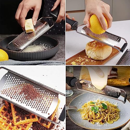 ISZW-Professional-Cheese-Graters-for-Kitchen-Stainless-Steel-Handheld-Metal-Lemon-Zester-Grater-With-Handle-For-Cheese-Chocolate-Spices-Kitchen-Gadgets-And-Tools-Soft-Grip-Handle-Black