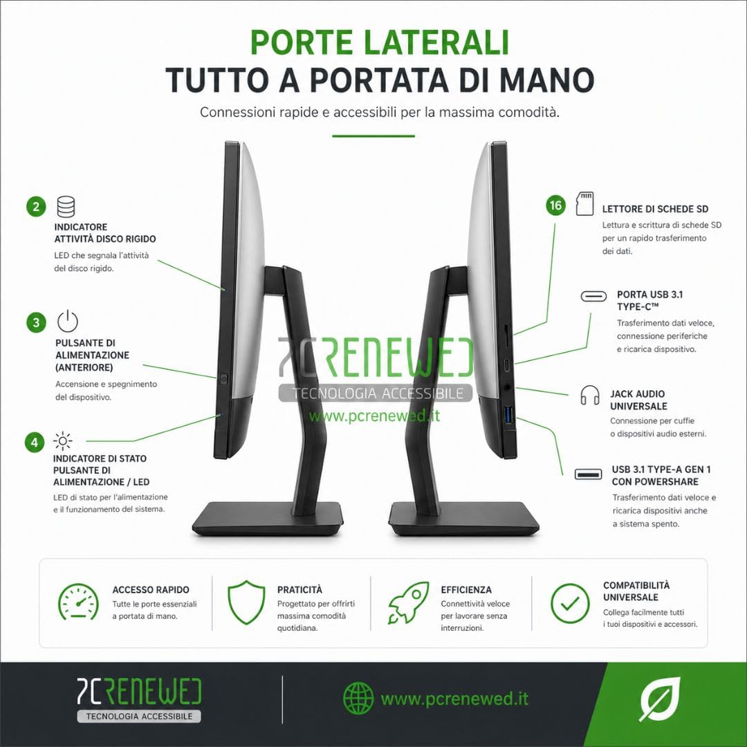 Dell Optiplex 7470 All-in-One Touch 23.8" Full HD |CPU i5-8500 | 16GB RAM | SSD 256GB NVMe | WiFi | Webcam Pop-Up | Windows 11 Pro | PC Desktop (Ricondizionato)