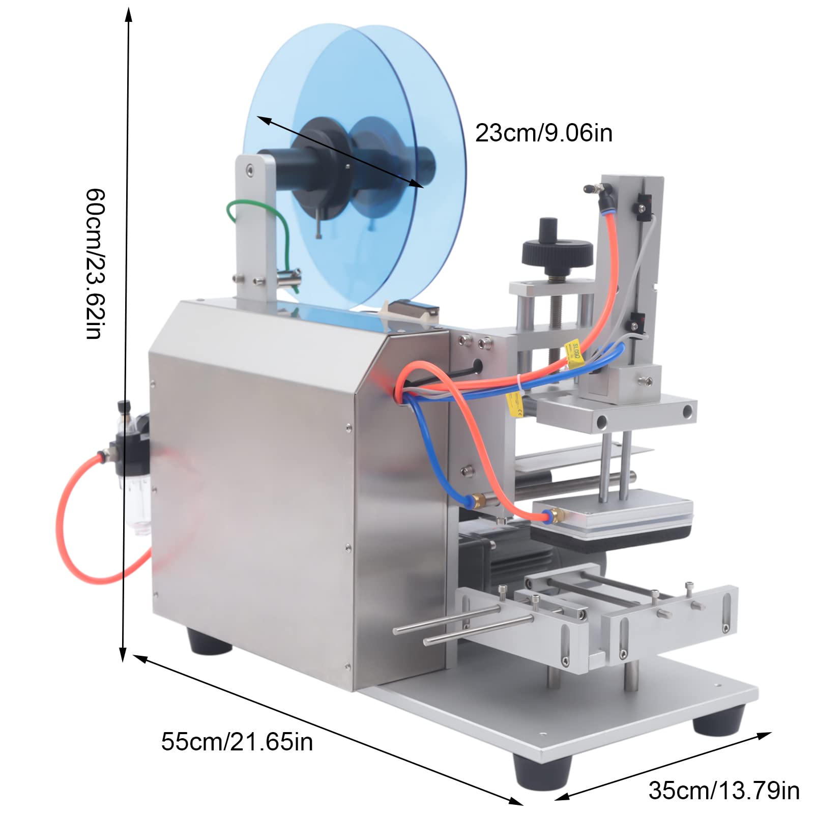 SuiYuLn Semi-Automatic Plane Labeling Machine,PLC Adjustable Bottle Labeler,Label Applicator Machine,20-40 Times/min Label Printer,4.53