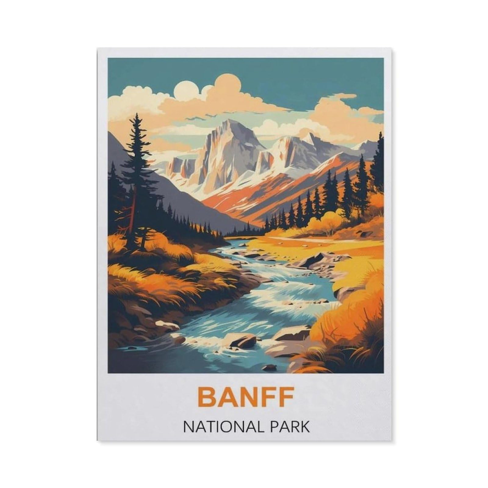BEAYODKP 5D Diamond Painting Set for Adults and Children，Banff National Park Vintage Travel Poster，DIY Diamond Crystal Rhinestone Embroidery Painting（30 x 40 cm/11.81 x 15.74 inches）-CA24
