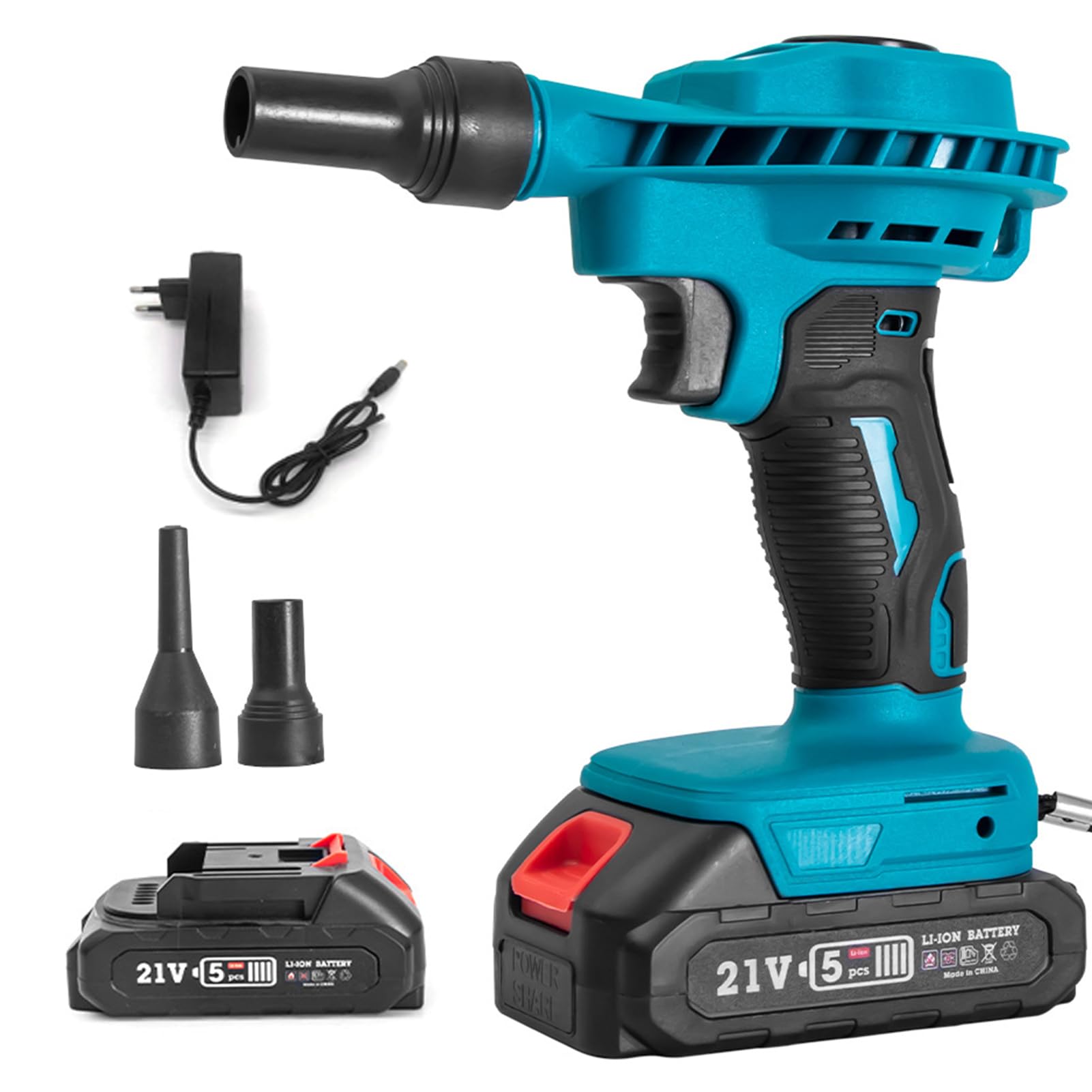 Eacam 20V Lithium Small Blower Home Dust Blower High-Power Brushed Motor Electric Blower Strong Wind Air Blower Dust Removal Fan Handheld Home Courtyard Snow Cleaner Power Tool