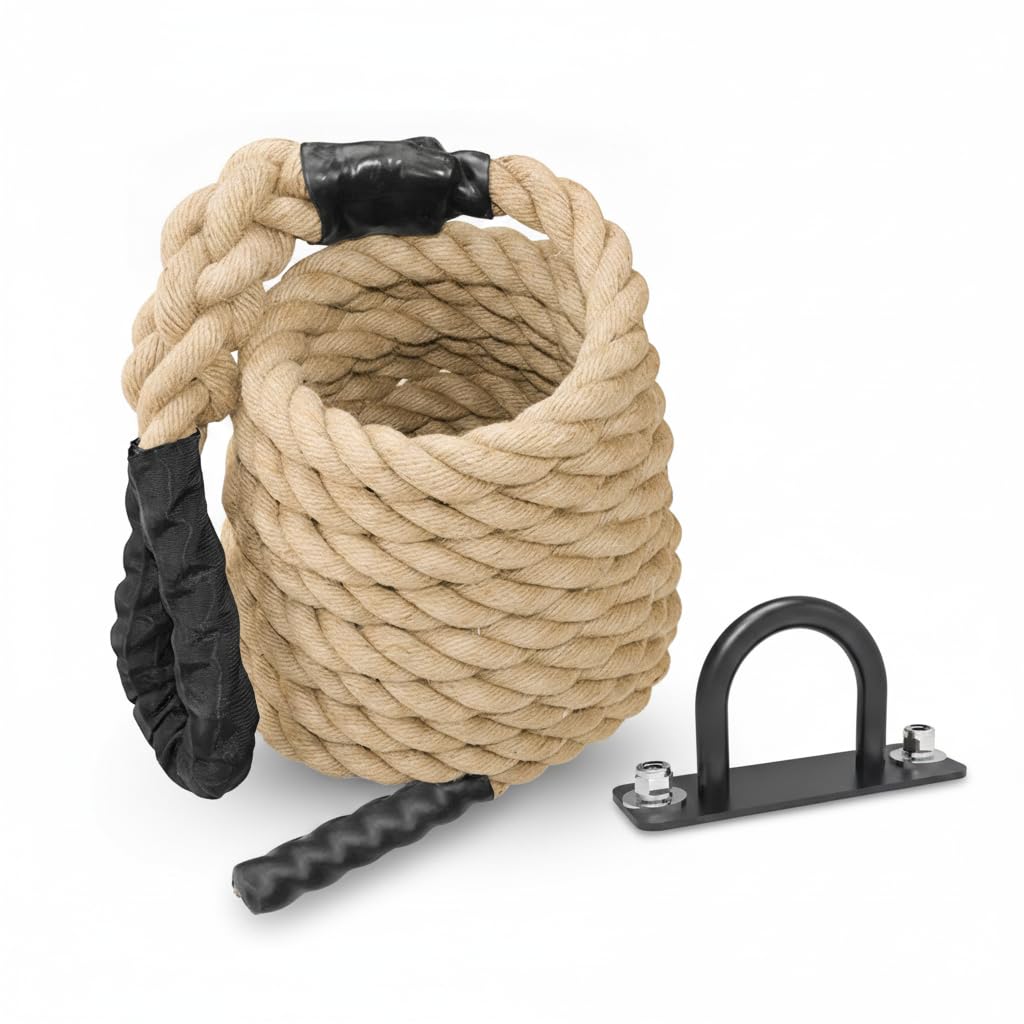 1 Cuerda de Escalada con Gancho de Sujeción para Adultos, Entrenamiento de Fuerza, Material de Yute, Adecuada para Equipos de Fitness Domésticos, Idea
