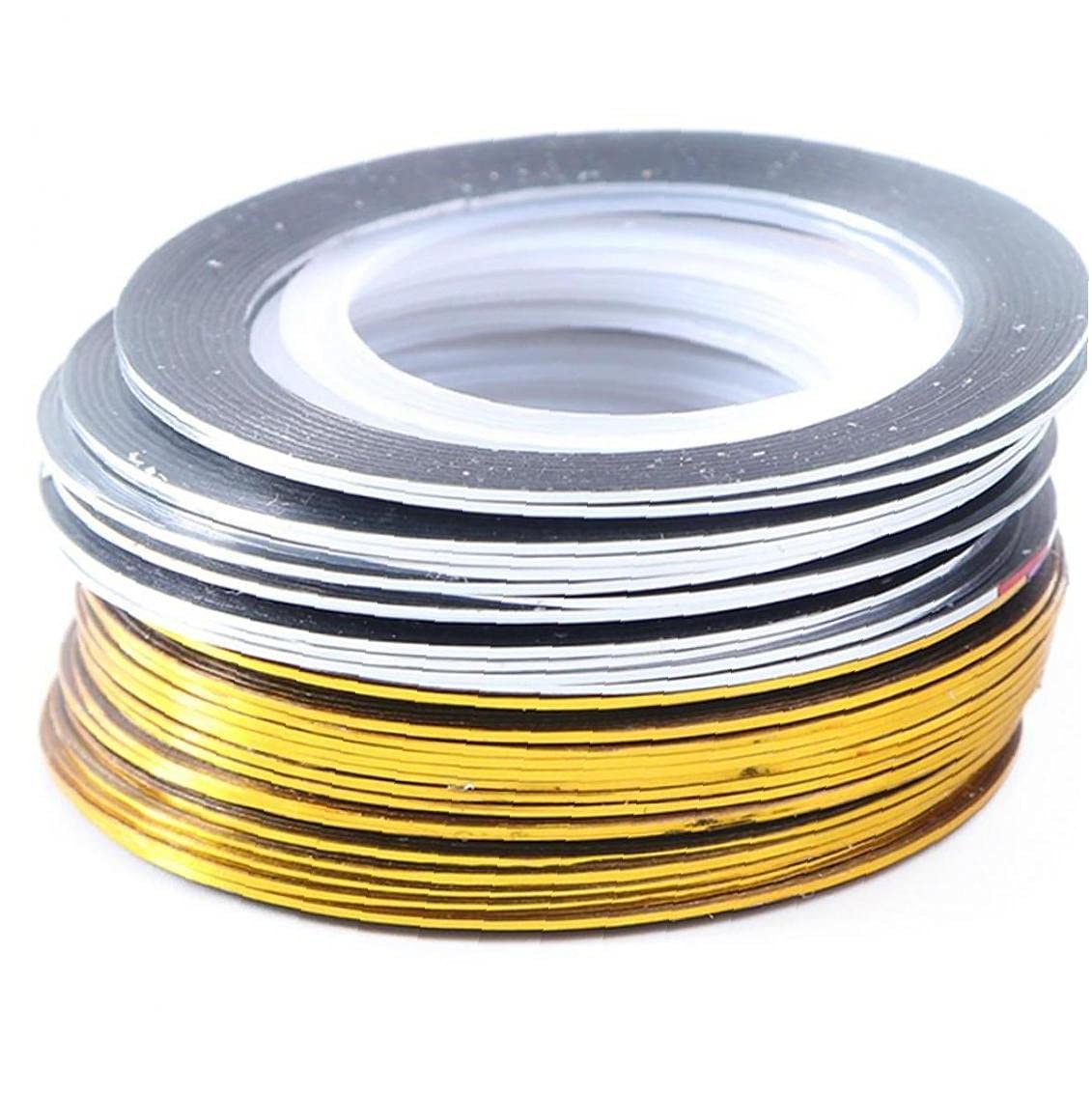 20 Rouleaux Or Argenté Bande Ruban Ligne Ligne Art Autocollants Vernis Virement Ongles Files Foils Décoration De Manucure Adhésif Décoration