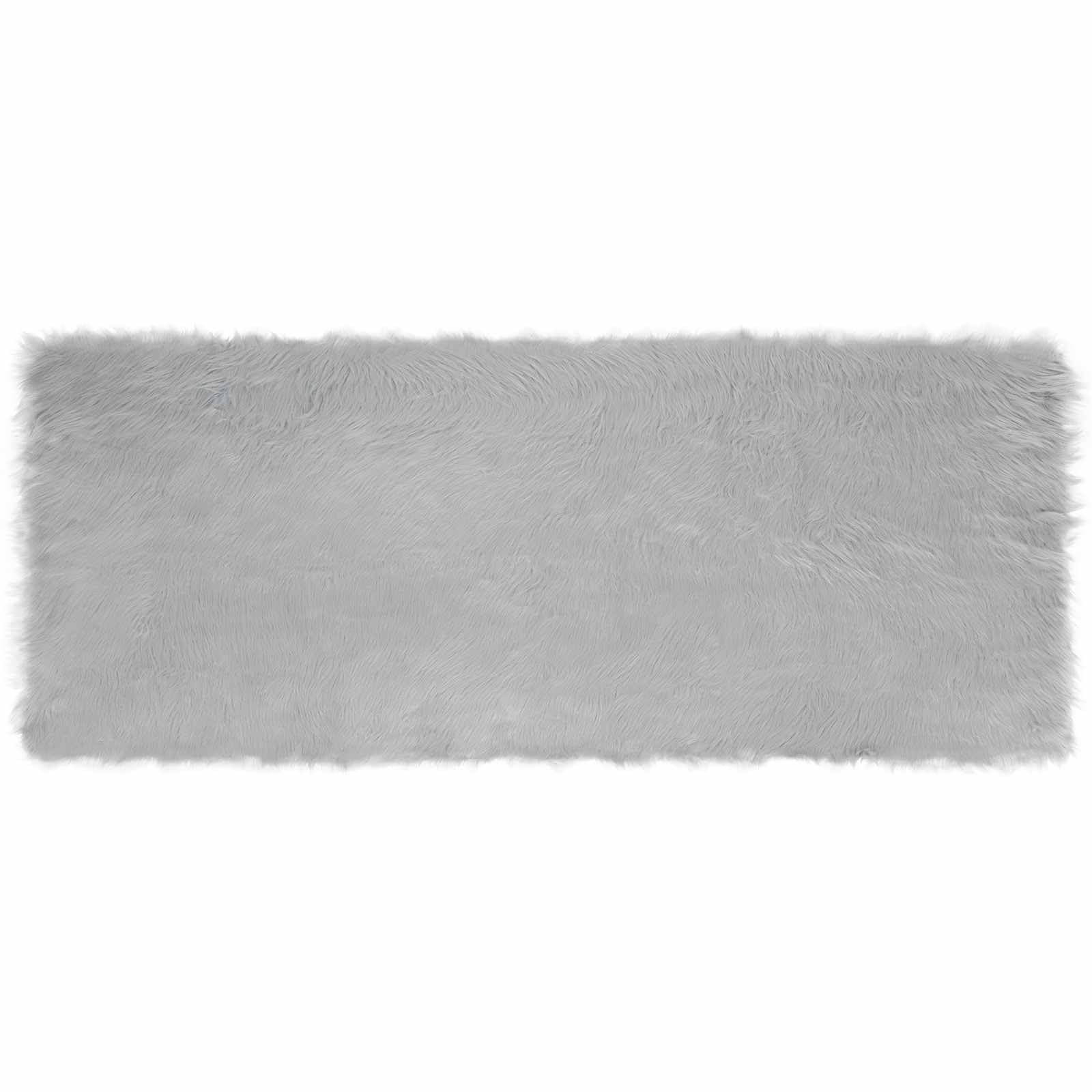 Tapis en Fausse Peau de Mouton Gris 80 x 200 cm, Tapis de Salon Moelleux à Poils Longs en Polyester, Descente de Lit Douce et Chaude pour Décoration Intérieure Moderne, Gamme Tafalla