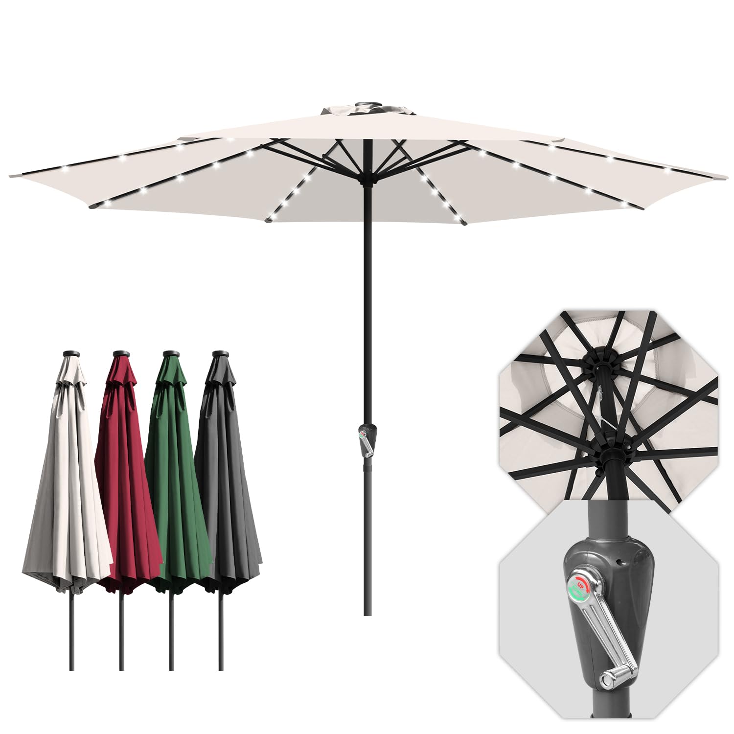 Grand parasol de jardin déporté imperméable sans support - Avec manivelle - Pour balcon, jardin, terrasse - 270 x 350 cm