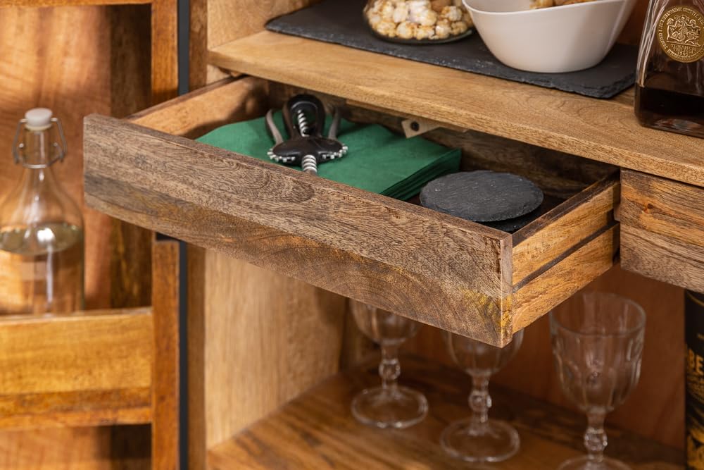 Barschrank SCORPION - 141cm - braun - Mangoholz handgefertigtes Unikat