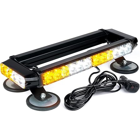 Amazon.com: Lumenix 32 LED Strobe Flashing light Bar, High Intensity Emergency Hazard Warning Safety Beacon Light w/Magnetic Base 16ft Cord for Car Trucks Trailer Roof Safety(Amber White Amber White) : Automotive