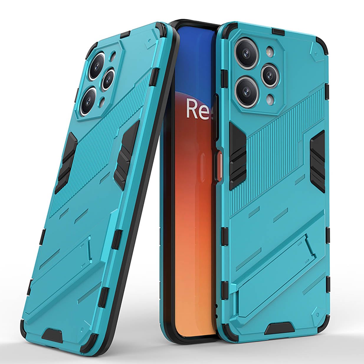 WBWONE Cover per Xiaomi 13 Lite/Mi 13 Lite 5G, TPU Silicone e PC Antiurto Custodia, Protettiva Case con Supporto Nascosto, Stile Punk Antiscivolo Protezione Shell, Nero