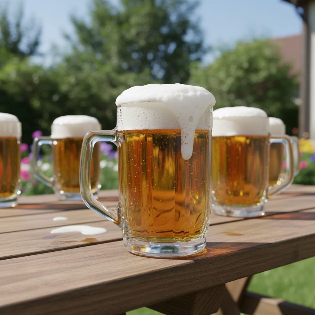 ODİ HOME Orta Boy Bira Bardağı Kulplu Cam Bira Bardağı 480 ml