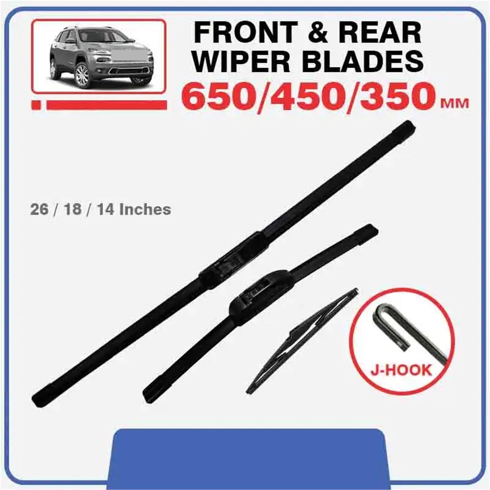 Limpiaparabrisas De Coche Compatible Con Jeep Para Cherokee Para KL Para Sport 2014-2023 Limpiaparabrisas Delantero Trasero Juego De Cuchillas 26"+18"+14"