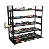 Hot Wheels & Matchbox Display Case - 5-Tier Steel Toy Car Storage Organizer with Elevator System, Holds 40-60 1/64 Scale Diecast Cars - MK952A
