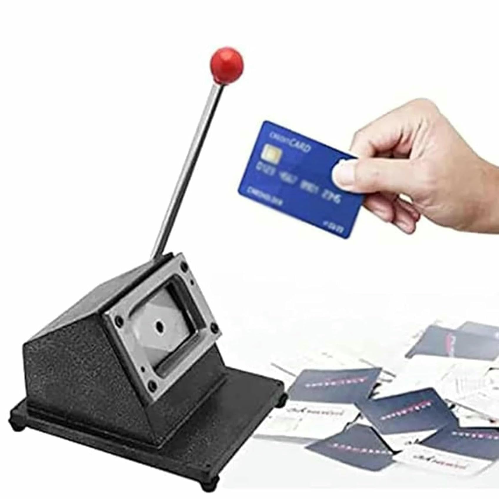 Taglierina Manuale per Carte, 85,7 * 54 mm, fustellatrice con Angoli arrotondati, Maniglia estesa e Base Rinforzata, Materiale Resistente per ID, Badge, Carte di Credito, Pet~/
