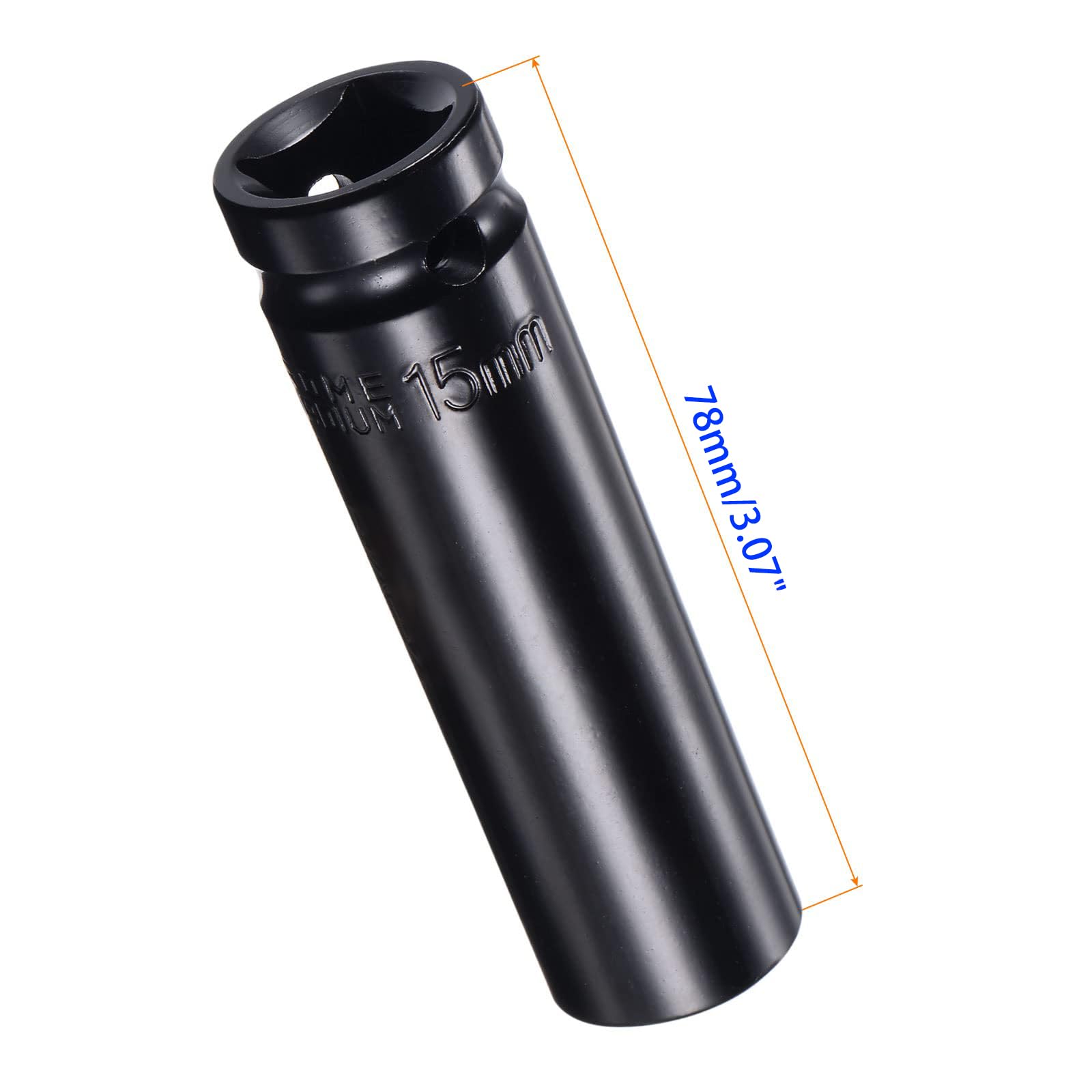 MACHSWON 2Pcs 1/2 Inch Drive - 15mm Deep Impact Socket with 6 Point Design, Heat-Treated Cr-V Steel 78mm Length, Metric Sizes - Image 2